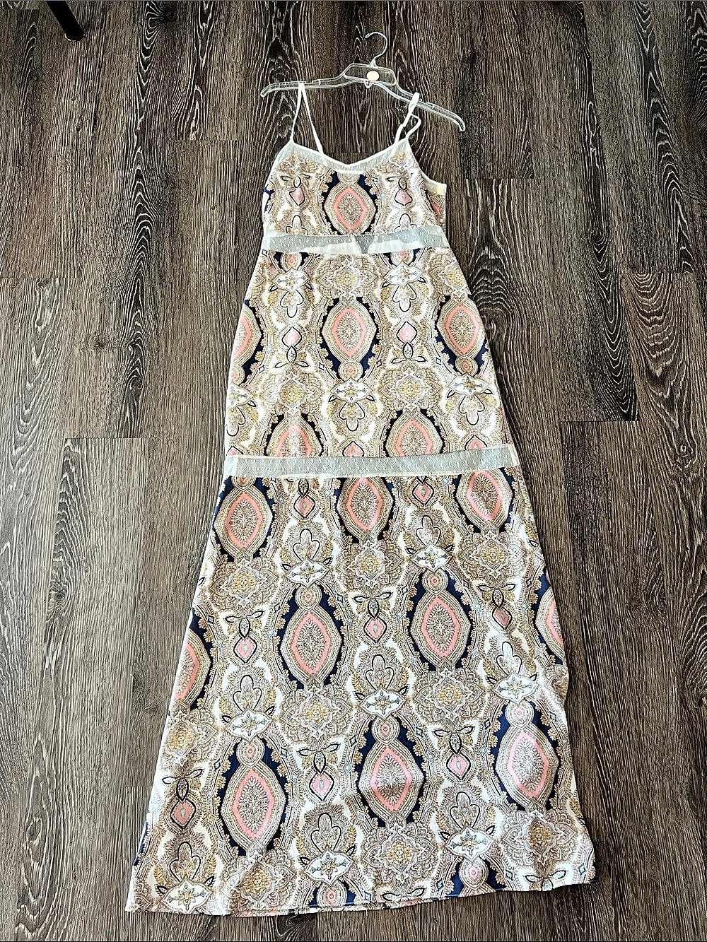 BCBG Generation Paisley Maxi Dress in Black & Pink Size 8
